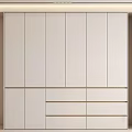 Modern Light Beige Wardrobe With Multiple Doors And Spacious Drawer Storage Design