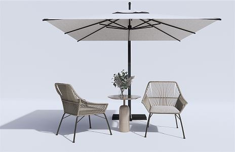 Modern Outdoor Table and Chair Outdoor Leisure Table and Chair Woven Leisure Chair Sunshade 3d model