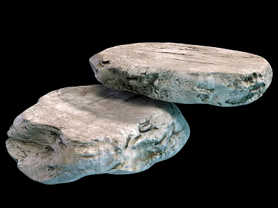 Natural Rustic Stone Wood Decorative Pieces With Textured Surfaces And Stacked Style 3d model