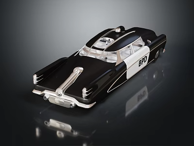 Functional Police Vehicle With Vintage Black And White Design And Number 897 3d model