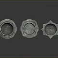 Unique Decorative Metal Dishes With Three Different Shapes And Textured Surfaces