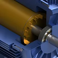 Blue Industrial Electric Motors Complete Unit And Internal Structure With Rotor