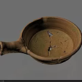 Antique Terracotta Vessel With Long Spout Cracks And Green Patina