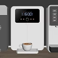 Modern Electric Coffee Machines With Digital Time Display Pouring Coffee On Kitchen Countertop
