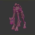 Fantasy Creature 3D Sculpture With Long Neck Spiked Back And Slender Limbs In Standing Pose