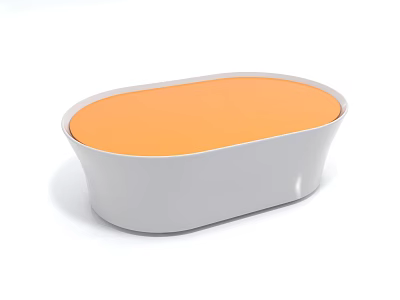 Modern Oval Coffee Table With Orange Top And White Smooth Base Design 3d model