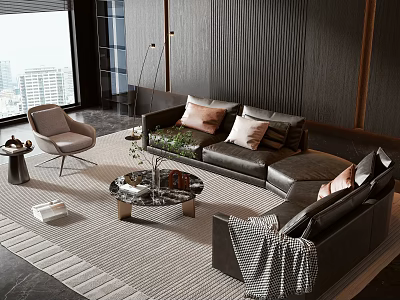 Elegant Modern Bedroom Interior With Luxury Double Bed And Floor To Ceiling Windows 3d model
