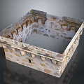 Wooden And Stone Crafted Square Decorative Container With Intricate Carved Edges