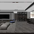 Modern Open Plan Living And Dining Room Interior With Comfortable Stylish Furniture And Soft Lighting