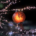 Festive Chinese Lantern With Cherry Blossom Branches For Home Decoration Lighting
