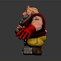 One Eyed Bearded Game Movie Character With Red Vest Yellow Pants And Metal Boots