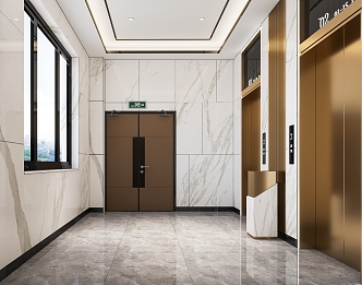 Light Luxury Elevator Hall Elevator Front Room Elevator Room 3d model