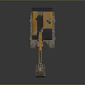 Yellow CAT Excavator With Tracks And Front Bucket On Gray Background