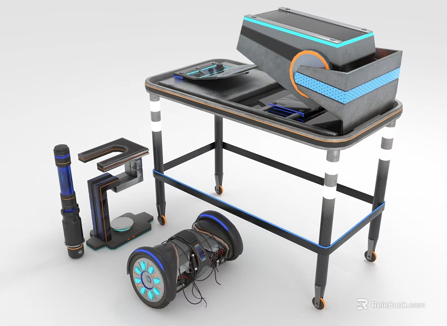 Modern Mechanical Equipment With Mobile Platform Wheels Control Panel And Components 3d model 