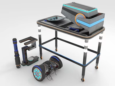 Modern Mechanical Equipment With Mobile Platform Wheels Control Panel And Components 3d model