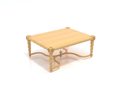 Wooden Coffee Table With Rectangular Top And Carved Decorative Legs Design 3d model