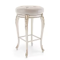 Elegant Bar Stool With Upholstered Seat Leaf Carvings And Curved Legs For Home Bar