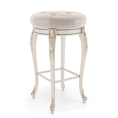 Elegant Bar Stool With Upholstered Seat Leaf Carvings And Curved Legs For Home Bar 3d model