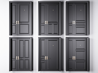 Light Luxury Door Solid Wood Baking Paint Door 3d model