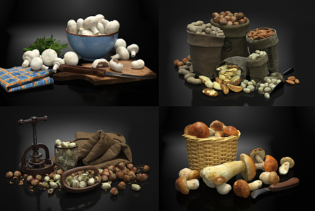 Modern Vegetable Food Ingredients Combination Mushroom 3d model