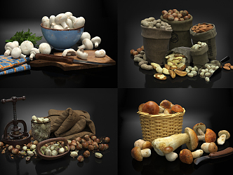 Modern Vegetable Food Ingredients Combination Mushroom 3d model