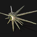 Unique Mysterious Fantasy Creature With Large Green Eye And Multiple Long Tentacles