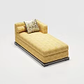Comfortable Yellow Lazy Sofa With Decorative Cushion And Metal Base 3d model