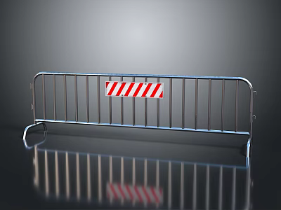 Metal Safety Fence With Red And White Striped For Construction Site Protection 3d model
