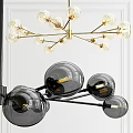 Elegant Modern Glass Globe Chandelier With Brass Frame And Transparent Glass Shades