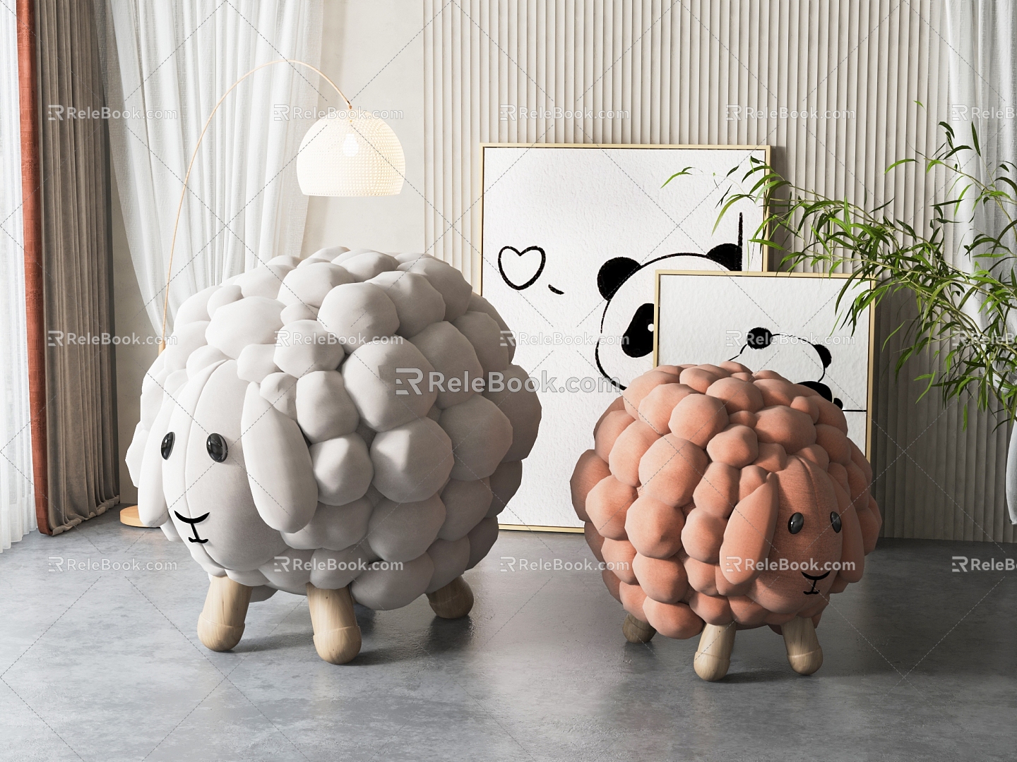 Modern children's stool children's stool combination 3d model