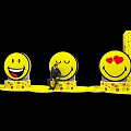 Large Yellow Smiley Face Display Installation With Various Expressions And Smile Like U Text