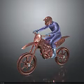 Pink Dirt Bike With Rider In Blue Outfit Pink Helmet On Dark Background