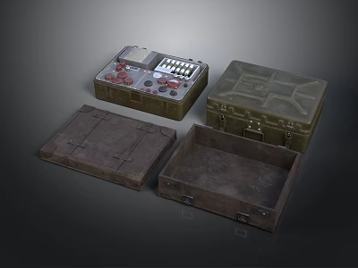 Military Style Storage Cases With Control Panel And Open Compartments 3d model