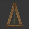 Two Different Wooden and Dark Shelving Units with Cross Braced Frame and Multi Tier Design