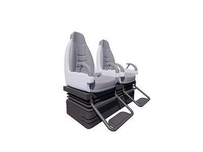 Modern Landscape Seating With Double Gray White Seats And Sturdy Metal Frame Design 3d model