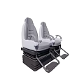 Modern Landscape Seating With Double Gray White Seats And Sturdy Metal Frame Design