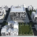 Modern Urban Building Layout With High Rise Structures Green Spaces And Road Networks