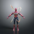 Detailed Spider Man Red And Gold Suit With Mechanical Arms Design