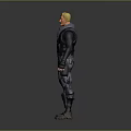 Game Movie Character with Blonde Short Hair Dark Tactical Top Camouflage Pants and Black Boots