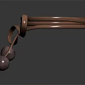 Stylish Multi Layered Brown Ribbon Bracelet With Tied Bow And Purple Spherical Pendants