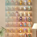 Decorative Figurine Collection Display On Transparent Shelf With Multiple Cute Styles 3d model