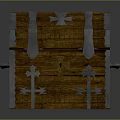 Vintage Wooden Chest Design With Metal Straps Cross Symbols And Latches