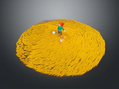 Game Movie Character With Red Hair Green Top And White Pants On Yellow Spiral Surface 3d model