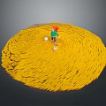 Game Movie Character With Red Hair Green Top And White Pants On Yellow Spiral Surface