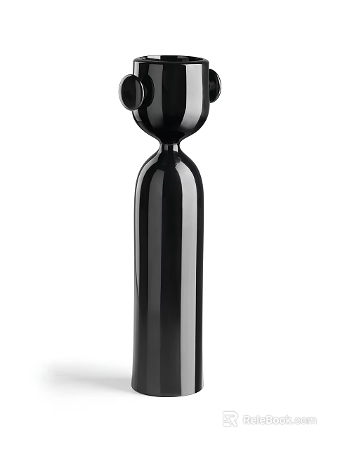 Black Sleek Decorative Ornament Set Featuring Tall Slim Body And Top Decor Details For Home 3d model 