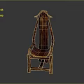 Wooden Accent Chair With Vintage Design Curved Backrest And Reddish Brown Wood Finish