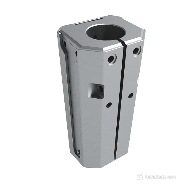 Silver Metallic Mechanical Component With Multiple Holes And Precision Structure 3d model