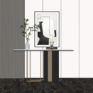 Modern End View Desk Entrance Cabinet End View Desk 3d model