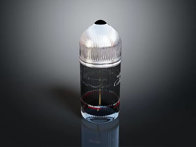 Silver Striped Cocktail Shaker With Transparent Bottom Black Lid And Colorful Liquid 3d model
