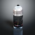 Silver Striped Cocktail Shaker With Transparent Bottom Black Lid And Colorful Liquid